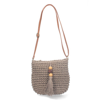 Bolso de Hombro Rafia y Cremallera
