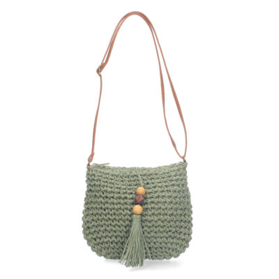 Bolso de Hombro Rafia y Cremallera