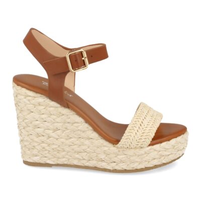 Sandalia de Cuña con Rafia Estilo Ankle Strap