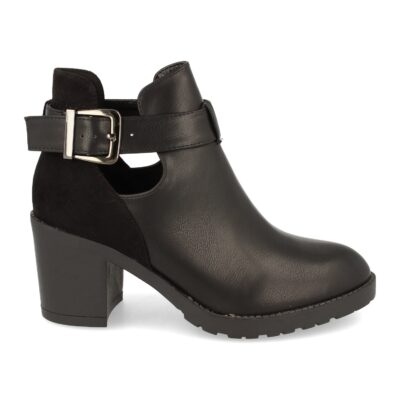 Botin de Tacon Tobillo Abierto y Hebilla