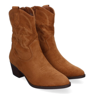 Botines de Tacón para Mujer, Estilo Campero, Detalles Bordados