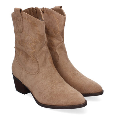 Botines de Tacón para Mujer, Estilo Campero, Detalles Bordados