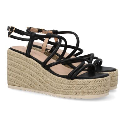 Sandalias de cuña de yute para mujer, comodas y elegantes diseño moderno con tiras cruzadas