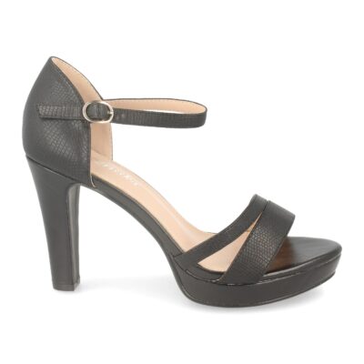 Sandalia de Tacón, Estilo Ankle Strap con Grabado de Serpiente