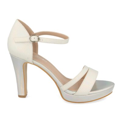 Sandalia de Tacón, Estilo Ankle Strap con Grabado de Serpiente