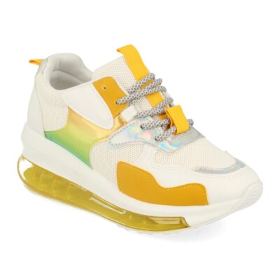 Sneakers de Cuña con Piso Transparente, Rejilla y Cordones - Imagen 2
