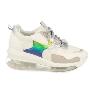Sneakers de Cuña con Piso Transparente, Rejilla y Cordones