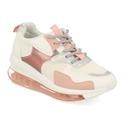 Sneakers de Cuña con Piso Transparente, Rejilla y Cordones - Imagen 2
